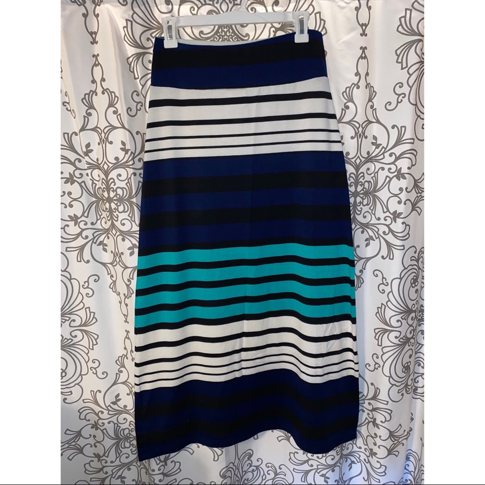 Mossimo Supply Co blue and black striped maxi skirt